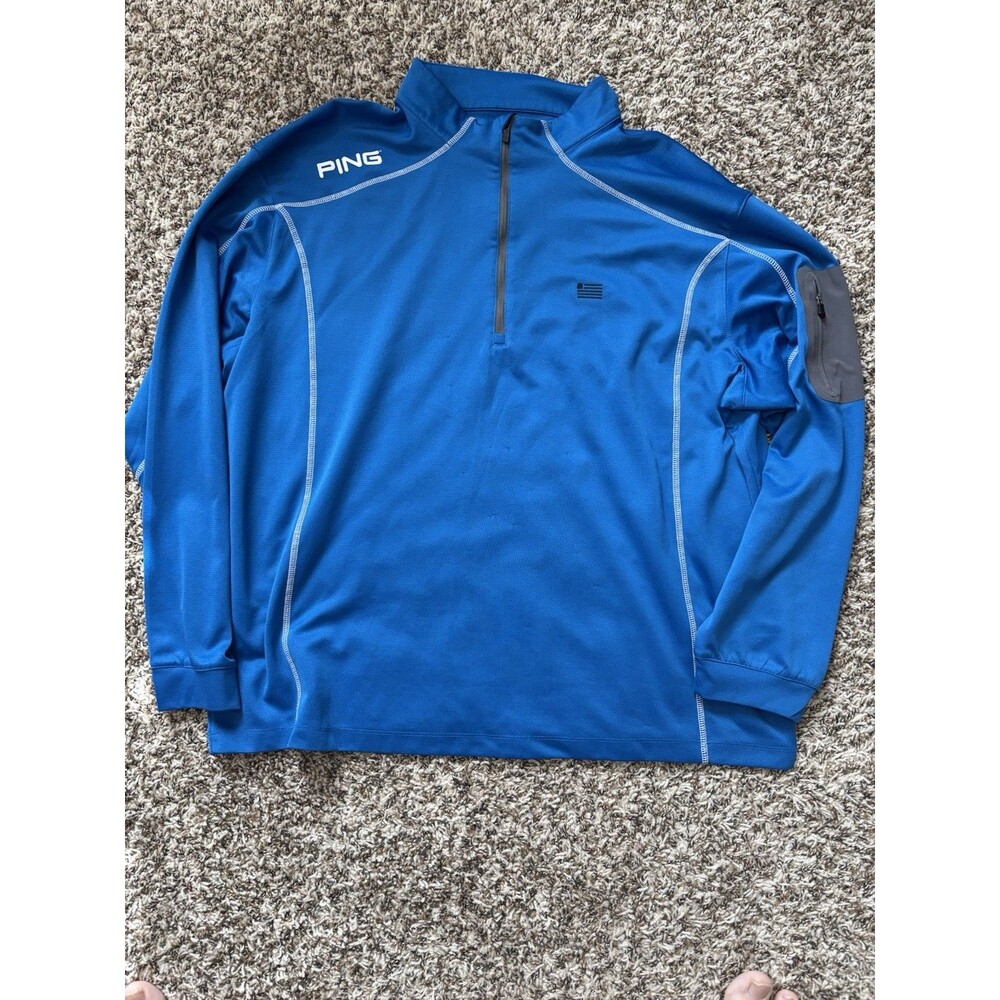 PING Golf Performance 1/4 Zip Pullover Mens 2XL Blue Long Sleeve Stretch